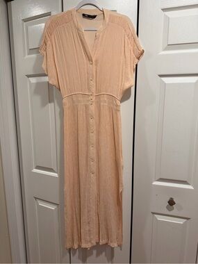 Zara Peach Button-Front Maxi Dress